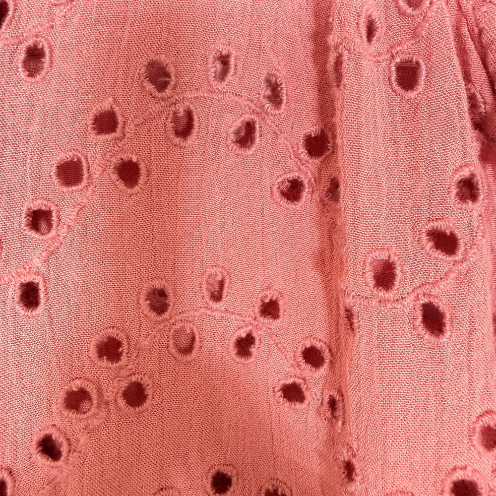 M&S Collection Antique Rose Eyelet Boho Blouse V-Neck Tassel Top Size 6 US 10 UK - Picture 5 of 11